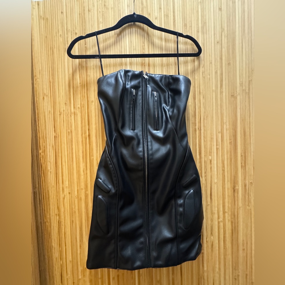 Khy Faux Leather Strapless Dress